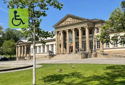 Schloss Rosenstein mit Icon Person im Rollstuhl in der Ecke