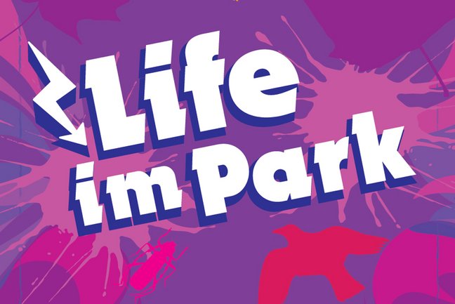 grafische Gestaltung mit Schriftzug Life im Park
