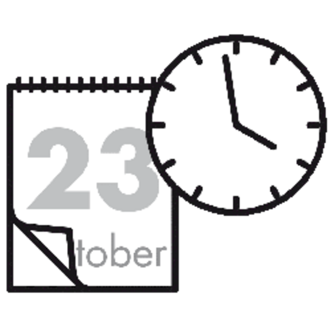 gezeichnete Uhr neben Kalenderblatt