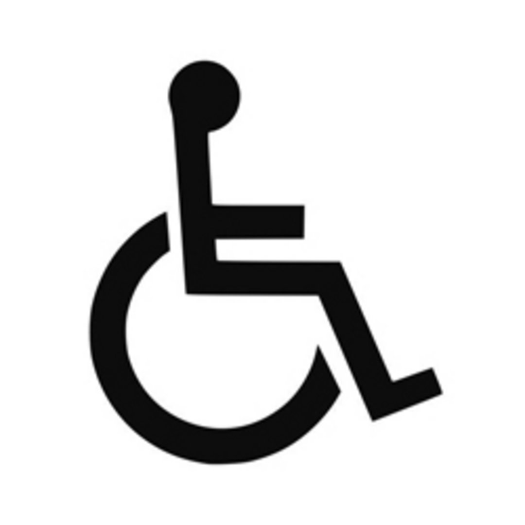 gezeichnetes Symbol für Person im Rollstuhl