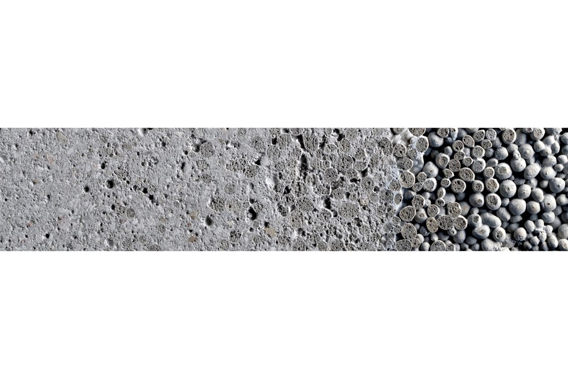 Beton mit verschiedenen Porositätsanteilen