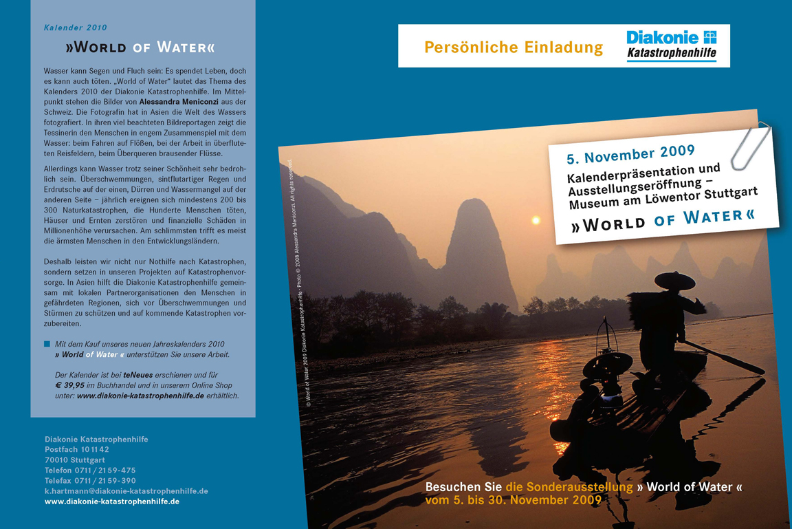 Kalender der Diakonie Katastrophenhilfe zur Sonderausstellung "World of Water"