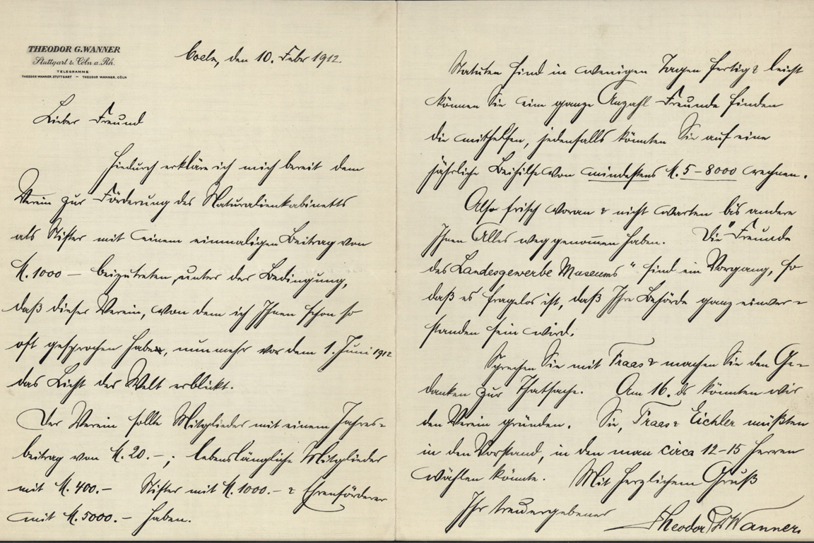 Brief von Theodor Gustav Wanner