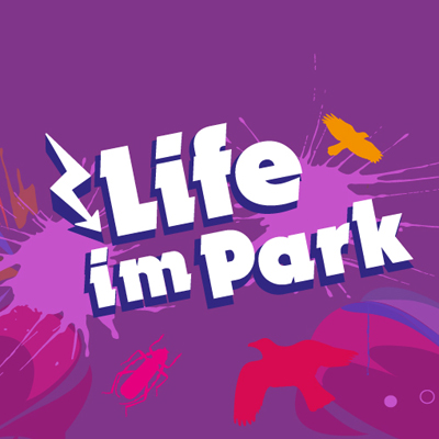 grafische Gestaltung mit Schriftzug Life im Park