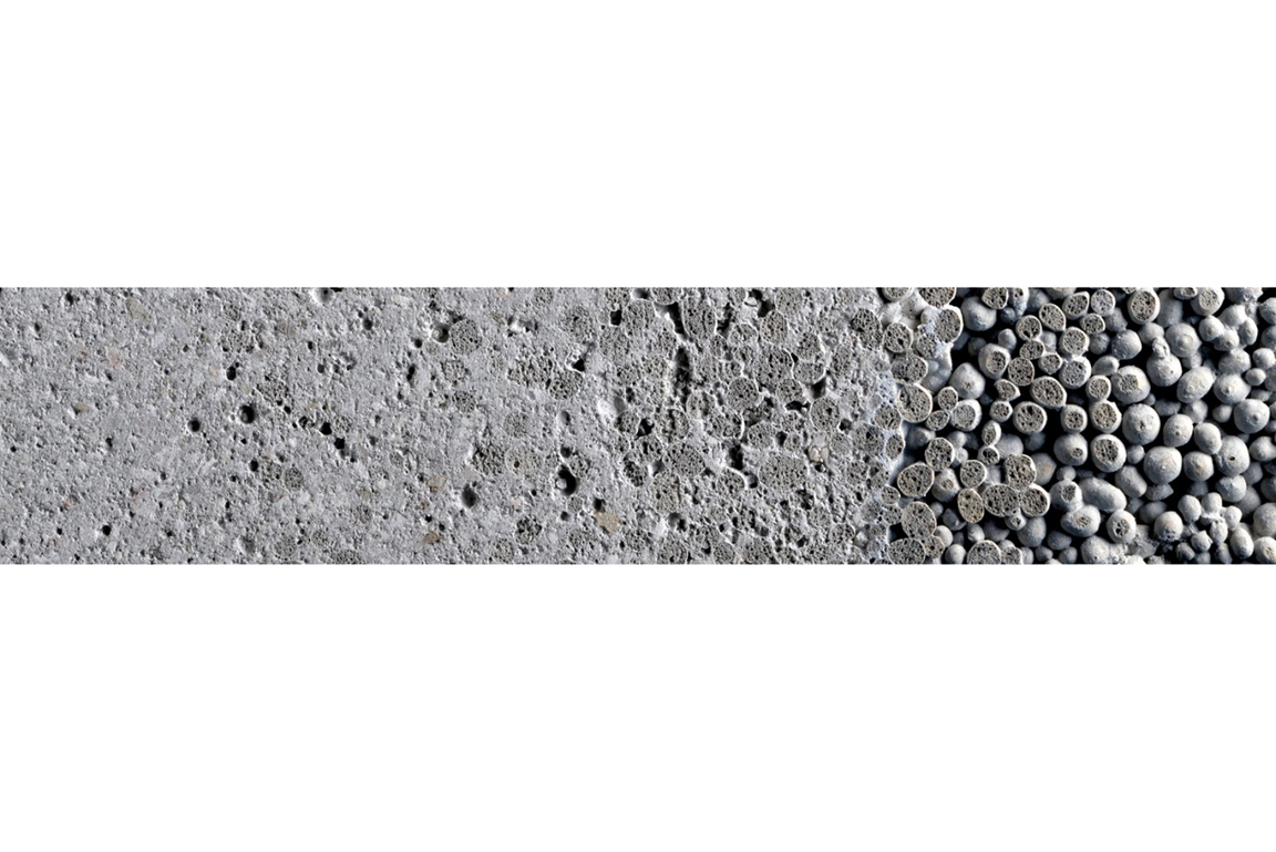 Beton mit verschiedenen Porositätsanteilen