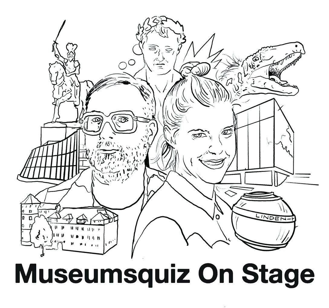 gezeichnete Grafik mit Elementen aus Stuttgarter Museen