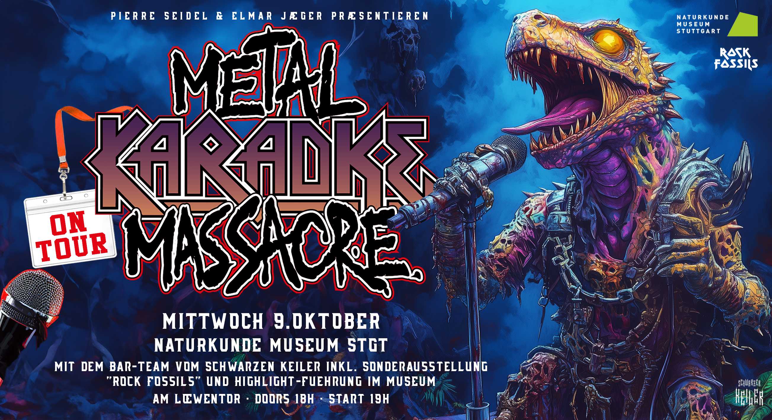 Plakatmotiv Metal Karaoke Massacre im Naturkundemuseum Stuttgart